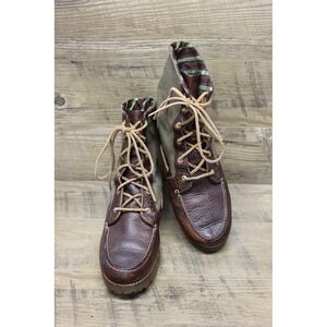 Sperry 6 Eye Moc‎ Toe Lug Boots Women's Size 10M Striped Outdoor Casual Winter